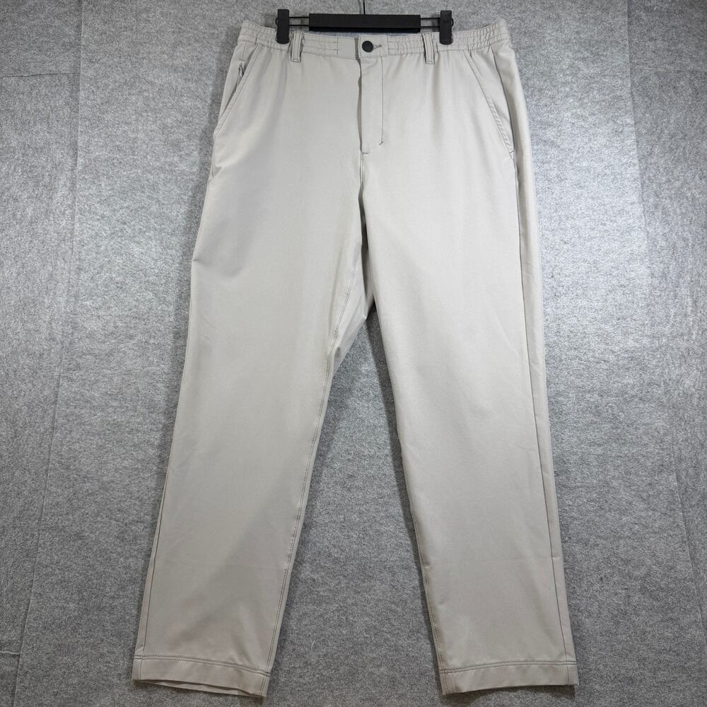 Marc New York Pants Mens 36x30 Khaki Stretch Elastic Waist Relaxed Fit Casual